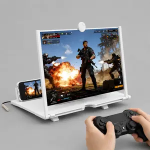 12" Mobile Phone Screen Enlarger 2-4X, HD Video Amplifier with Foldable Stand, Pull-Out Lens Design, Adjustable Bracket for Landscape Viewing, Hands Free Desk/Bed Mini Theater for Movies, Reading & Games, Universal Fit