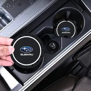 2pcs Subaru Emblem Car Coaster, Water Cup Bottle Holder, Anti-Slip Pad Mat, Silica Gel Waterproof, Interior Accessories for Subaru Models