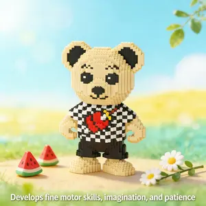 Love Teddy Bear 2002pcs 3D Puzzle, Trendy Toy, Decorative Statue, DIY Ornament, Christmas Gift, Office Bedroom Bar Decoration