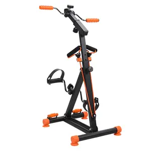 Hand Arm Leg Knee Peddler, Upper Lower Limb Rehabilitation Machine, Adjustable Fitness Equipment for Seniors, 4 in 1 Elderly Exercise Bike with Action Roller Handle, Pull Rope, Swing Pedal, Foot Massage Function, 4-In-1 Functionality, Metal, Compact