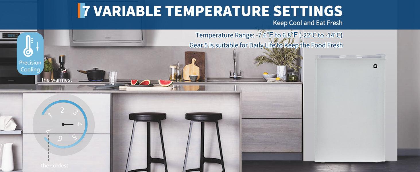 【GARVEE】3.0 Cu.Ft Upright Freezer with Reversible Door & 7-Temp Control – Compact Energy-Efficient Freezer for Apartments, Dorms, Offices – White