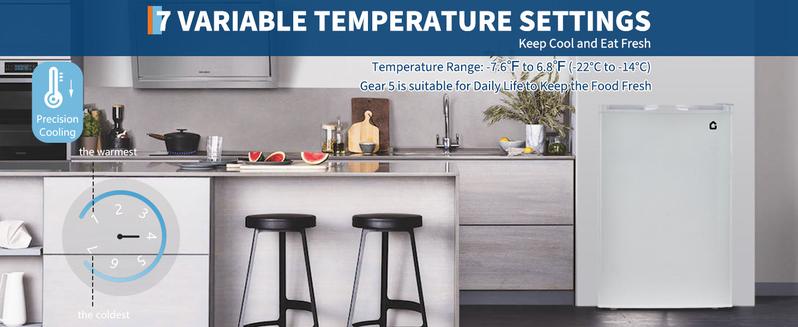 【GARVEE】3.0 Cu.Ft Upright Freezer with Reversible Door & 7-Temp Control – Compact Energy-Efficient Freezer for Apartments, Dorms, Offices – White