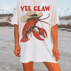 Lobster Cowboy Shirt UNISEX Trendy Yee Claw Tee Funny Lobster Tshirt Western Beach Top Amalfi Coast Trip Tomato Girl Summer