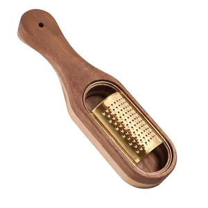 1 PC Stainless Steel Gold Cheese Grater  -in Wooden Storage Container – Multi-Purpose Kitchen Tool for Grating Cheese, Butter & Vegetables, Ergonomic Design, Easy to Use & Space-Saving