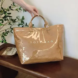 25 Christmas Gift Tote Bag, Large Capacity Handbag for Women, Casual Trendy Versatile High-quality Daily Commuting Bag, Fashionable Shopping Bag，PVC Tote Bags, Kraft Paper Shoulder Bags