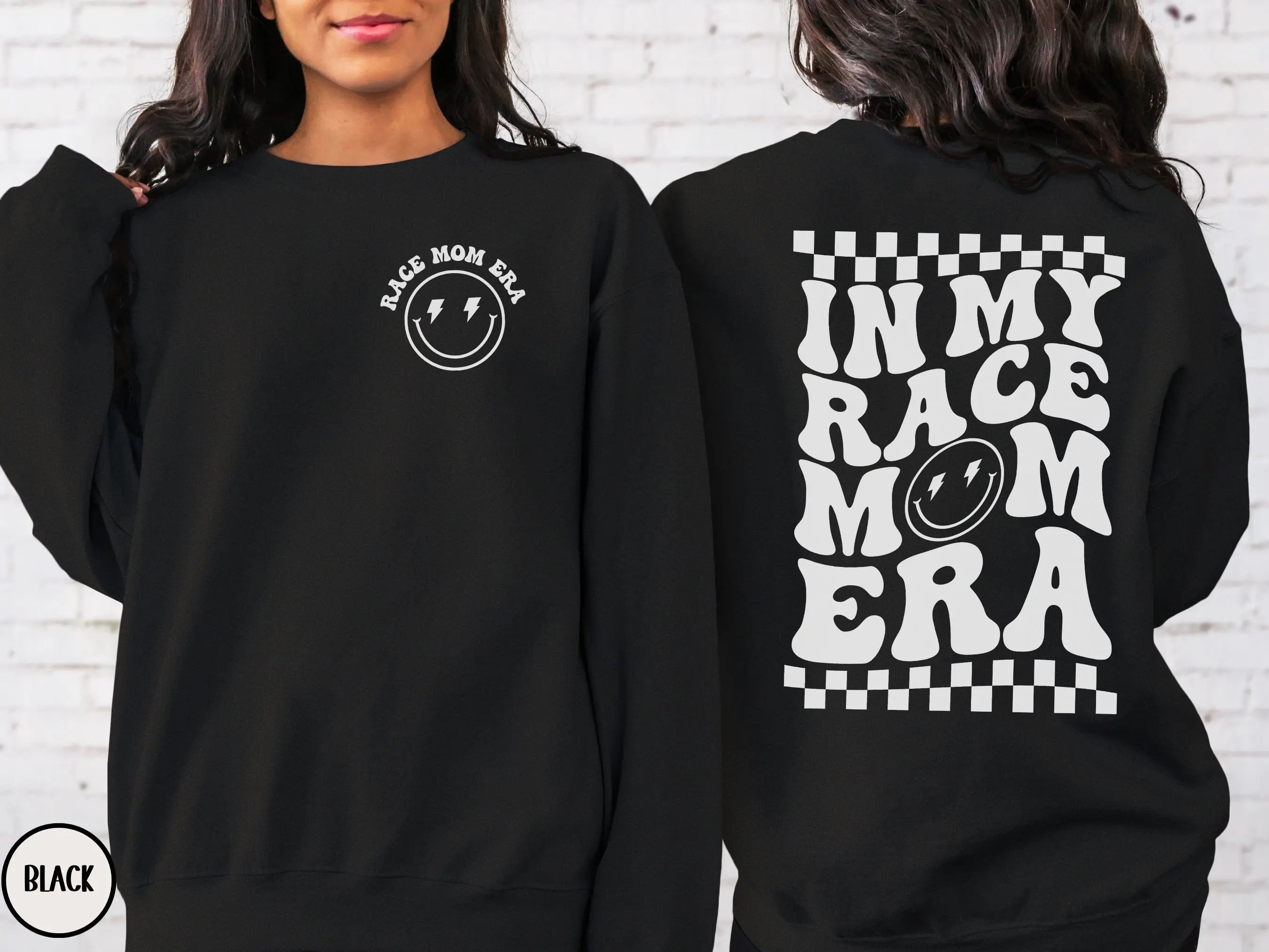 In My Race Mom Era Sweatshirt Race Mom Sweater Mama Racing Crewneck Retro Bmx Mom Checkered Raceday Shirt Moto Mom Hoodie Mom Gift TT03