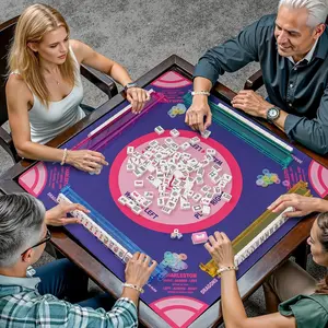 American Mahjong Game Set with Blue Carrying Bag,166 Premium White Tiles (1.2''), All-in-One Color Rack/Pushers, Chips, Wind Indicator, English Manual, Complete Mah jongg, Mahjong Tiles Set (Blue)