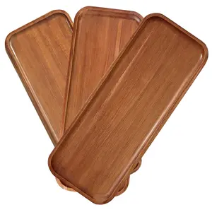 3pcs Rectangular Acacia Wood Tray, Mini Charcuterie Board, Natural Unfinished Wood Serving Platter, Cheese Dessert Display, Kitchenware