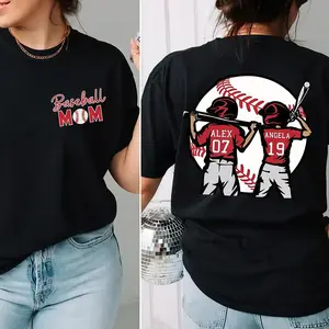 Personalized Baseball Mom Shirt, Baseball Two Player Shirt,Custom Name and Number Baseball Tee, Gameday Mom Shirt, Baseball Gift for Mom Dad Shirt TOP