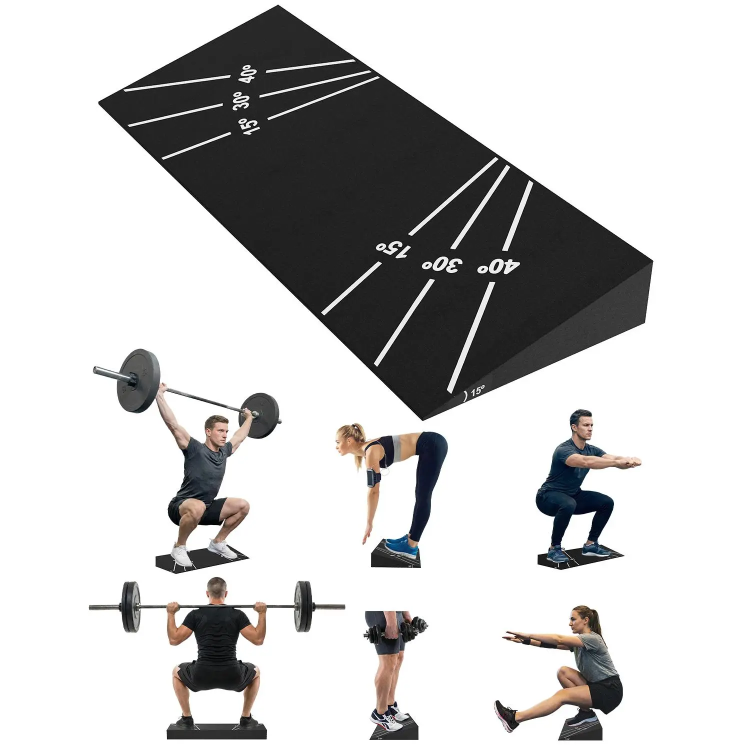 27" Non-Slip Squat Wedge Block, 15° Slant Board for Heel Elevated Squats & Calf Raises, 1000LB Capacity EVA Foam Squat Ramp for Knee Ability & Ankle Mobility, Professional Home Gym Weightlifting Gear for Men & Women