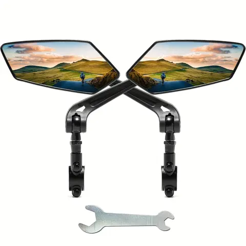 Bike Handlebar Rearview Mirror, Bike Mirrors, 2 Counts/set 360° Rotatable Wide Angle Rear View Mirror, Universal Fit for Bicycle, E-bike, Scooter, and Snowbike, Road Bike Accessories, Outdoor Cycling Accessories