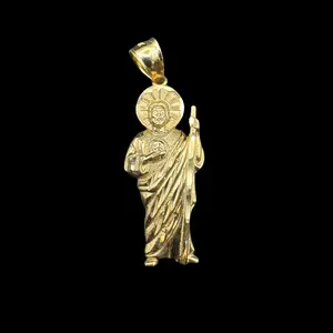 14K SOLID GOLD SAN JUDAS PENDANT 26MM