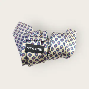 Ivory Blue Red Paisley Tie