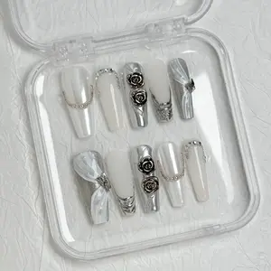 NailPopz LUNAR VEIL - Handmade 3D Press-On Nails | Durable, Reusable, and Salon-Grade Finish