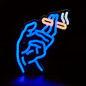 Creative Smoke Gesture Neon Sign, 1 Count USB Powered Neon Light, Decorative Neon Sign for Home Party Festival, Home Decor, Party Decoration, Led Signs, Atmosphere Lighting