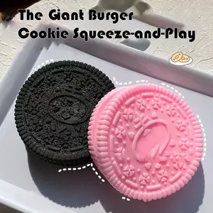 2Pcs Squeeze Toys, Biscuit fufu Stress Relief Squishy Toys, Ultra-Soft Decompression Venting Toy, Squishy Dessert Kawaii New Fidget, ( Black & Pink )