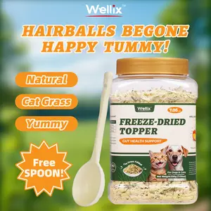 7.5oz Wellix Cat Grass Food Topper for Cat and Dogs- Chicken, Egg Yolk, Cat Grass | Support Hairball Control & Gut Health