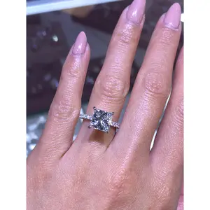 14K Gold 3.00 Carat Princess Cut Lab-Grown Diamond 3D Band