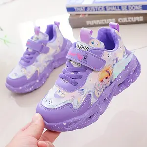 New Girls' Light-Up Sneakers, Casual Cartoon Shoes for Little Girls, Suitable for All Seasons