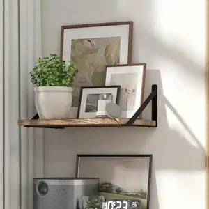 Bohemian Style Wooden Wall-Mounted Storage Rack, Multi-Functional Vintage Display Shelf for Living Room and Bedroom, Home Decor Organizer