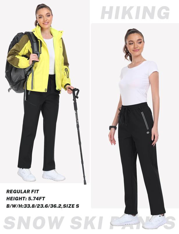 MoFiz Women's Hiking Pants Insulated Outdoor Snow Ski Pants Warm Winter Soft Shell with Zipper Pockets waterproof