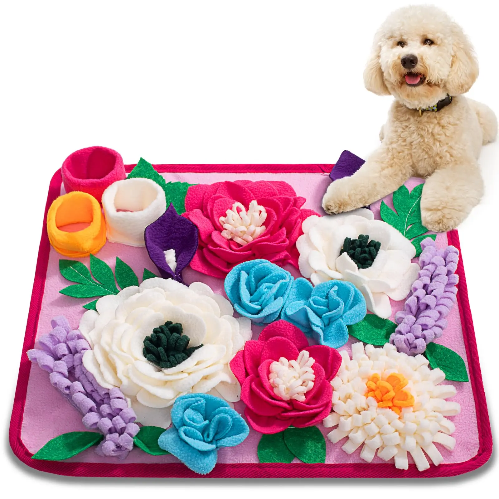 Portable Anti-Slip Dog Snuffle Mat - Food Slow Feeder, Interactive Puzzle Feeding Mat for Small, Medium Dog Breeds, Snuffle Mats