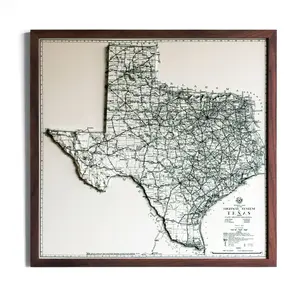 Texas 1933 3D Raised Relief Map – Vintage Shaded Relief Map for Travel, Education & Home Decor
