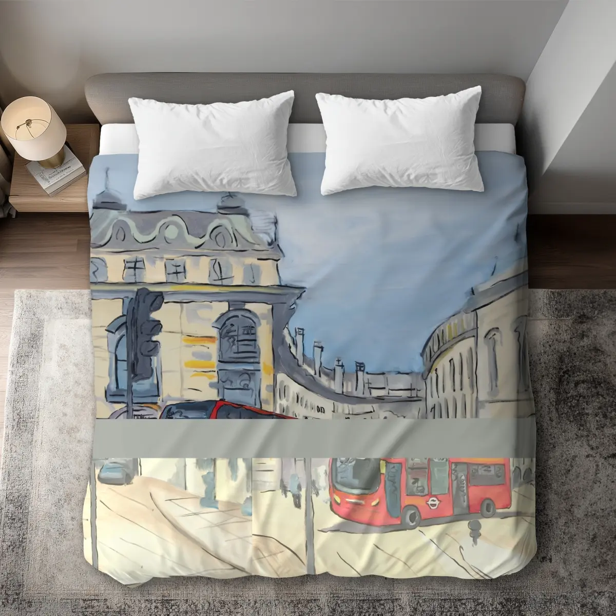 Begin Home Decor C1DCKSW0Z0DQYP Piccadilly Circus London Illustrative Car King Size Duvet Cover - Home Decor