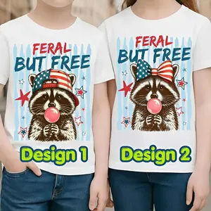 Red White And Feral Youth and Adult T-shirt, Raccoon 4th Of July shirt, Red white and feral for boy and girl, Funny Raccoon Hot Dog tee, 4th of July shirt, Independence Day tee, 250th anniversary tee, Youth Clothing, holiday outfit, summer outfit