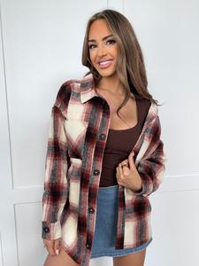 Rosalie Oversized Plaid Shacket- Rust