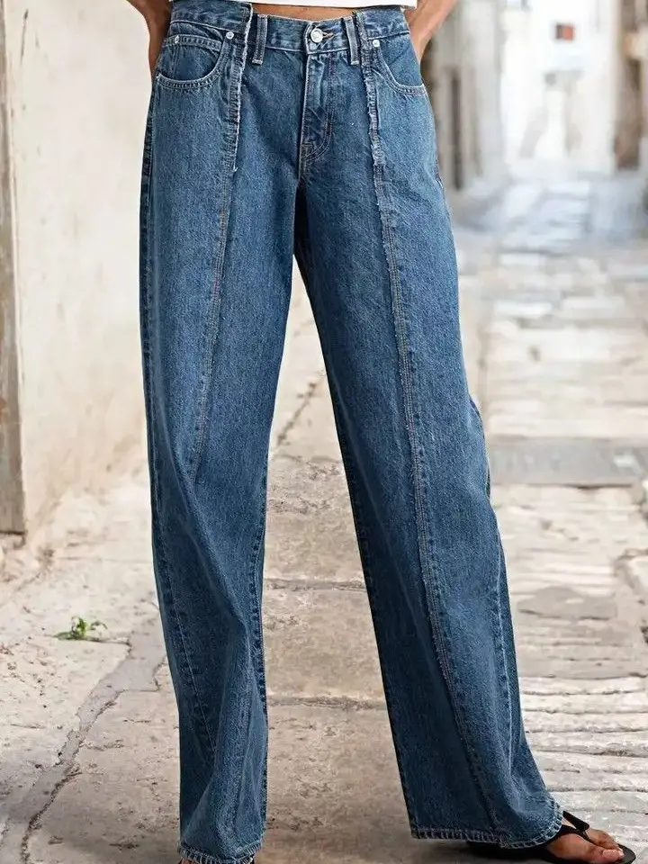 Women's Wide Leg Jeans for Petite Frames, Casual Denim Essential for Work and Weekend