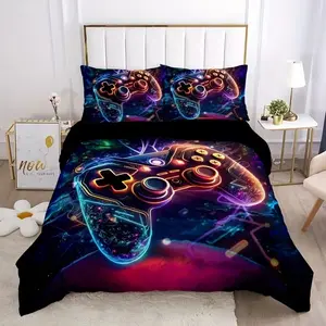 3pcs Colorful Game Controller Duvet Cover Set (1 Quilt + 2 Pillowcases No Core), High-Definition Print, Home Dormitory Bedding