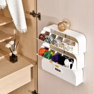 Wall Mounted Underwear & Sock Storage Box, Closet Organizer for Underwear, Socks, Bras, Space-Saving Drawer Storage Bins for Bedroom