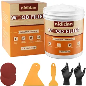 16 Ounce Paintable & Stainable Water Resistant Wood Filler Putty Repair Kit, Repairs Wood Scratch Cracks Holes for Furniture Exterior, White