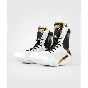 Venum Elite Boxing Shoes - White/Black/Gold