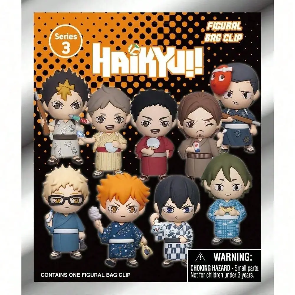 Haikyuu Officially Licensed PVC Blind Box Collectible Figures 3D Figurine, Bag Clip Charms, Hinata Kageyama Tsukishima Nendoroid Set, Anime Figure Keychain
