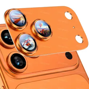 【Orange Titanium】Glimprese for iPhone 17 Pro 17 Pro Max Camera Lens Protector - [Military Grade Shatterproof] [Strong Adhesion] Metal Aluminum Alloy Tempered Glass Camera Screen Protector