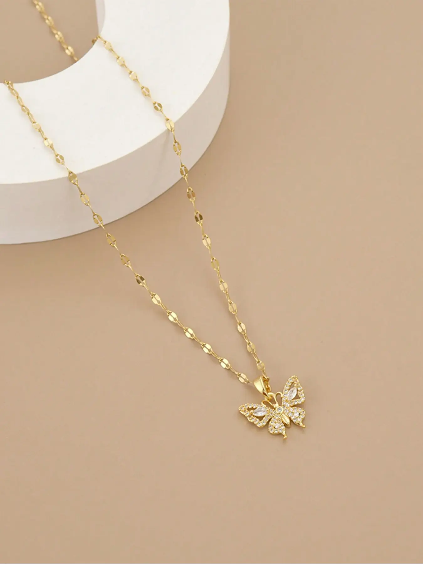 1 stylish sparkling diamond delicate openwork butterfly stainless steel women's Elegant Rhinestone Decorated necklace Exquisite Jewelry Gift Birthday Gift Jewelry