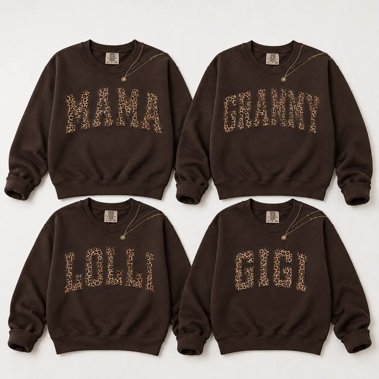 Custom Mama Grandma Lolli Gigi Sweatshirt, Personalized Leopard Print Family Name Crewneck, Custom Nana Mimi Auntie Pullover, Mother's Day Gift for Mom Grandma, Trendy Comfort Colors Shirt -DarkFlex