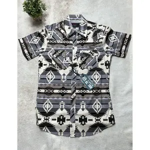 Rock And Roll Denim K RR Aztec Print SS Snap Grey