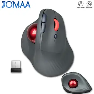 Ergonomic Bluetooth-compatible & 2.4g Wireless Trackball Mouse, Vertical Design, 1600 Dpi, Rechargeable 6-Button Optical Mouse for PC/laptop/desktop