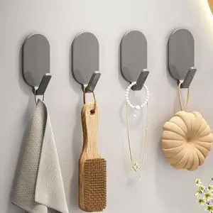 5pcs Heavy-Duty Adhesive Hooks, No Drilling Needed, Ideal For Bathroom And Toilet, Effortlessly Hang Towels On Walls Or Doors, Leaves No Traces Behind