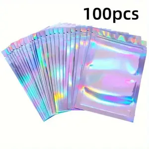 100 Laser Film Bag Sets, Reusable Sealed Pads, Jewelry Packaging Bags, Semi-Transparent Self-Seal Bags, Phone Case Packaging Bags, Reusable Storage Bags