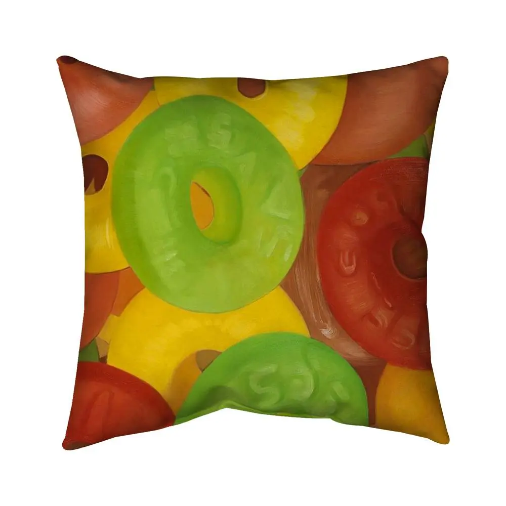 360 Stand 16x16 in. UV-Protected Whimsical Yellow Jujube Motif Polyester Print Cushion, Indoor/Outdoor Home Decor Pillow (Model 5542-1616-GA55), Whimsical Home Decor, Creative Decorative Cushion, Cushions For Sofa