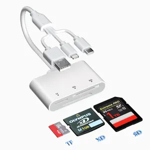 Digital Camera Adapter XD Card Reader - SD Card Reader for iPhone 17/16/15/14/iPad/PC/Android/MAC, 3 in 1 Lightning+USB A+USB C OTG Adapter Plug & Play MicroSD SD/TF/XD Picture Reader