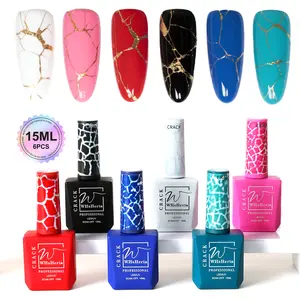 WHsHeria 6pcs 3D Crackle Gel Nail Polish Magic Crackle Nail Glue Crackle Polish Red Gel Spiral Nails Cool Crackle Pattern Pink Red Blue DIY Nail Art Design