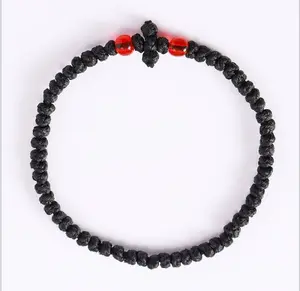 Komboskini Chotki prayer rope bracelet.Greek Orthodox prayer rope Komboskini 33-65 knotted wax thread bracelet, Greek cross prayer rope bracelet