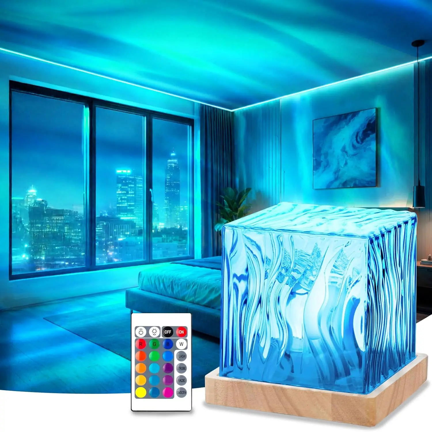 Northern Lights Projector,4.5" Aurora Light Projector Luminorthe Cube Lamp Mood Ambient Lighting with 16 Colors and Aurora Drift Effects for Room Decor Teen Girl Gifts ClassroomGift..