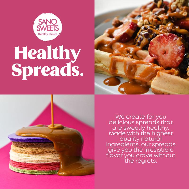 Sano Box - Includes 4 spreads + 2 wafers | Milk Caramel (dulce de leche), Pistachio & Macadamia, Choco Nocciola & Triple Chocolate | 2 Assorted wafers