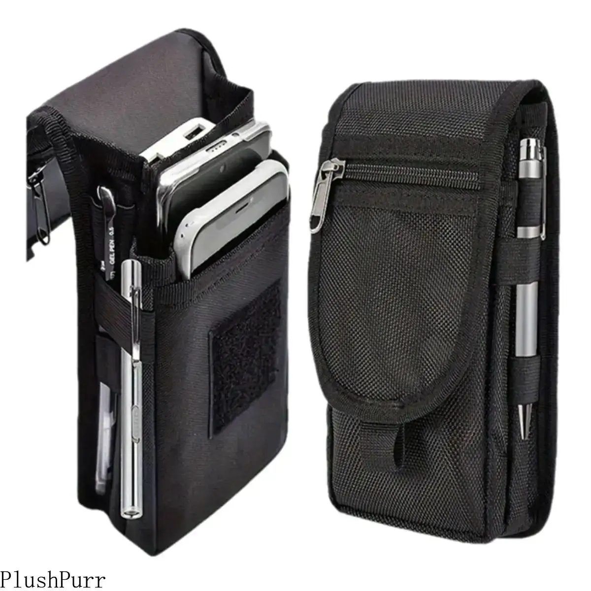 Men's Casual Canvas Waist Bag - Multifunctional Fanny Pack & Side Pouch with Phone Holder for Camping, Hiking, and Travel, External Pouch Men's Fanny Packs & Belt Bags, Waist Belt Pocket, With Pouch